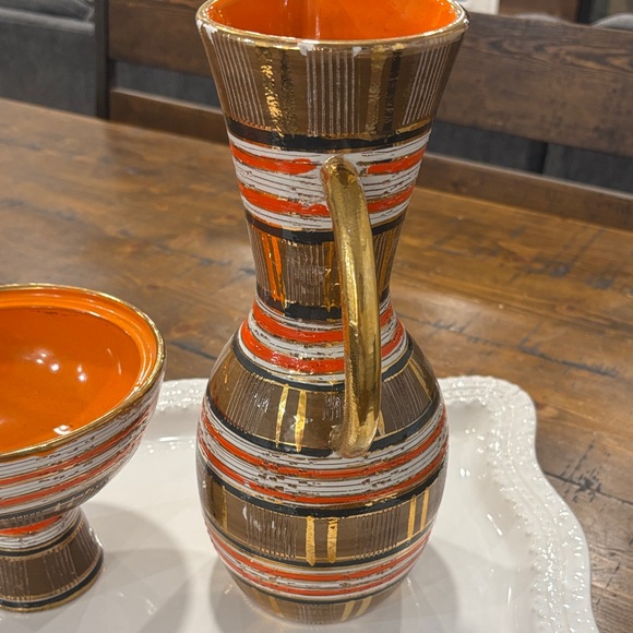 Vintage Bitossi Striped Pitcher and Bowl Set - Picture 5 of 11